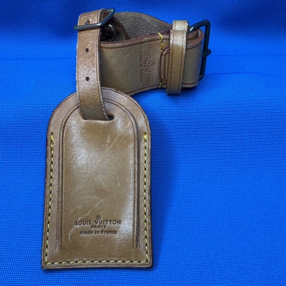 AUTHENTIC LOUIS VUITTON LV VACHETTA LEATHER LUGGAGE TAG STRAP HANDLE POIGNET SET